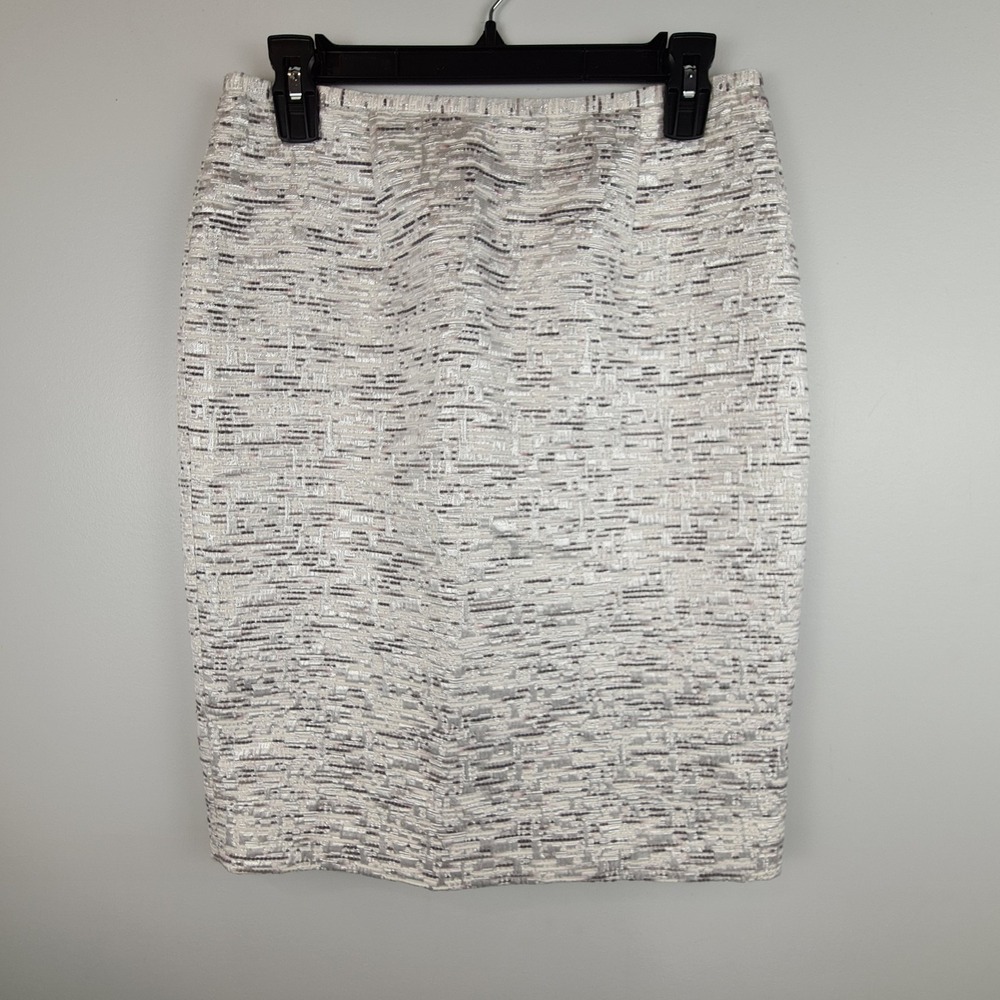 Calvin Klein Women's Tweed‎ Size 4 Lined Pencil Skirt Textured Off White Shimmer